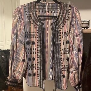 Free People Striped Embroidered Blazer - Multicolor